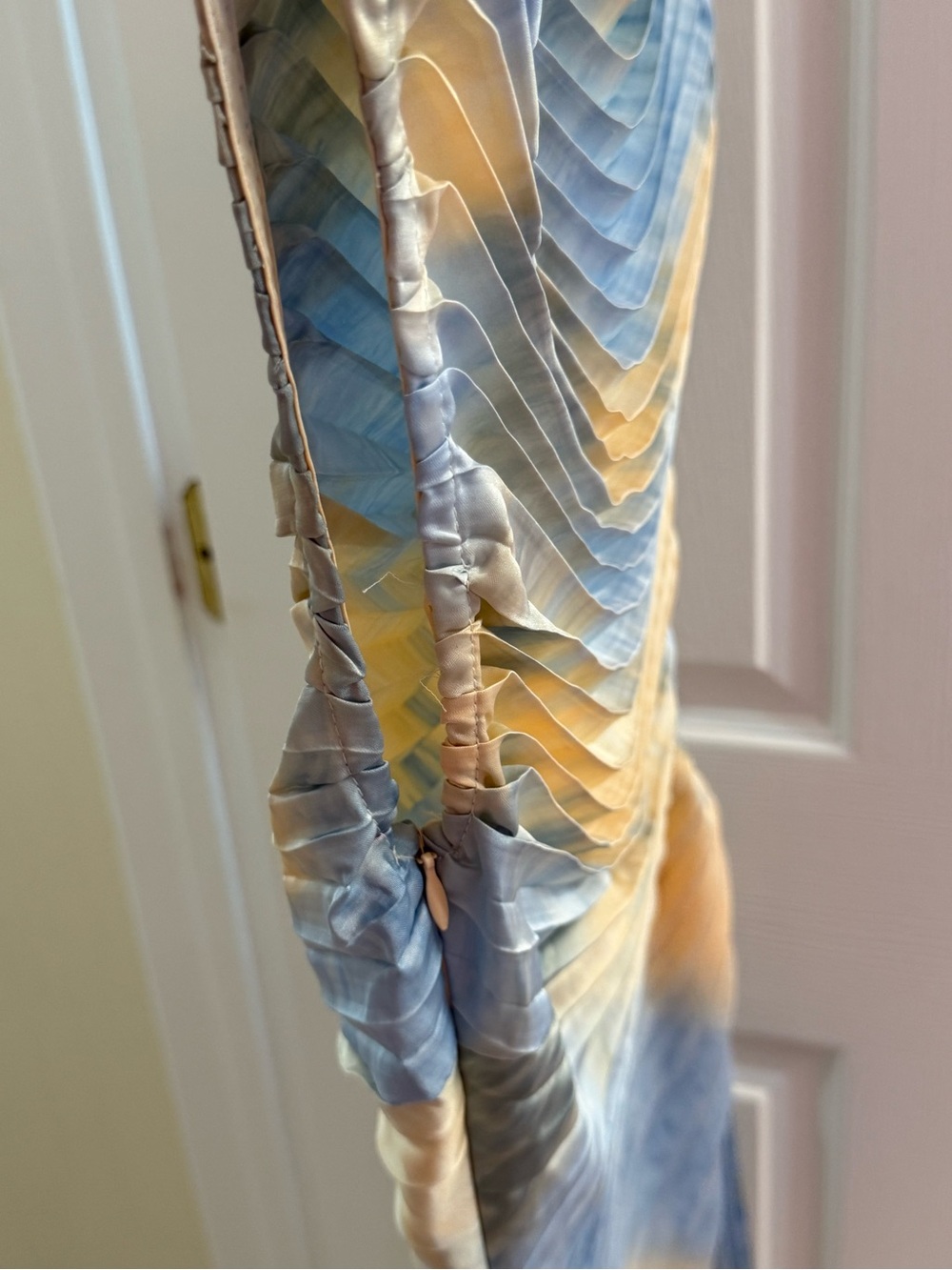 Endless Blu Strapless Pleated Maxi Dress in Blue and light orange - Picture 6 of 16